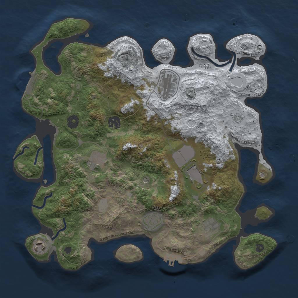 Rust Map: Procedural Map, Size: 3500, Seed: 63158, 16 Monuments