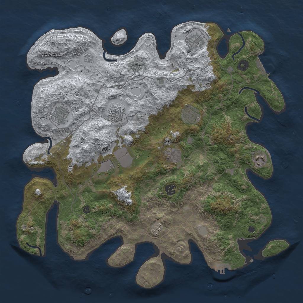 Rust Map: Procedural Map, Size: 4000, Seed: 55055, 18 Monuments
