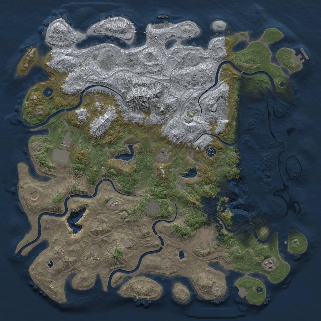 Rust Map: Procedural Map, Size: 5000, Seed: 1885252241, 17 Monuments