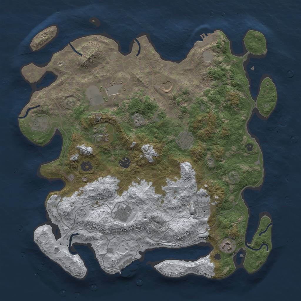 Rust Map: Procedural Map, Size: 4000, Seed: 12596, 19 Monuments
