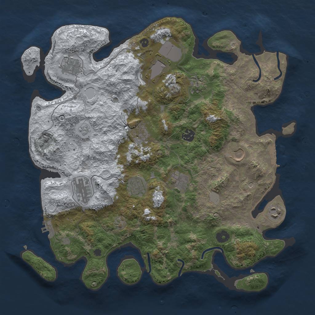 Rust Map: Procedural Map, Size: 3750, Seed: 893454408, 19 Monuments
