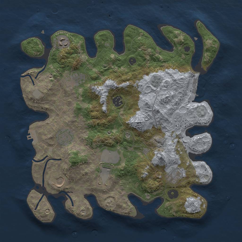 Rust Map: Procedural Map, Size: 3500, Seed: 280781247, 17 Monuments