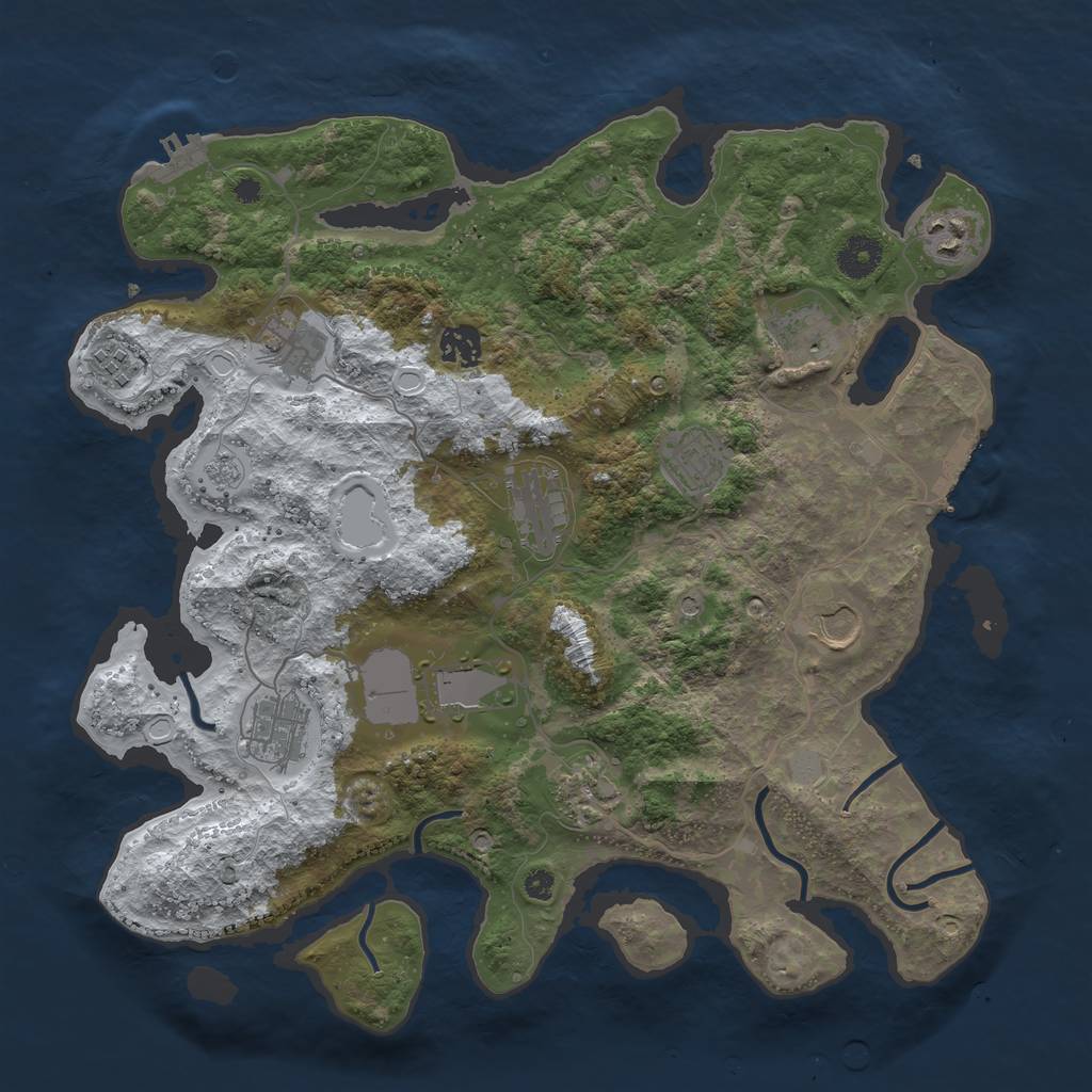 Rust Map: Procedural Map, Size: 3750, Seed: 909909, 20 Monuments