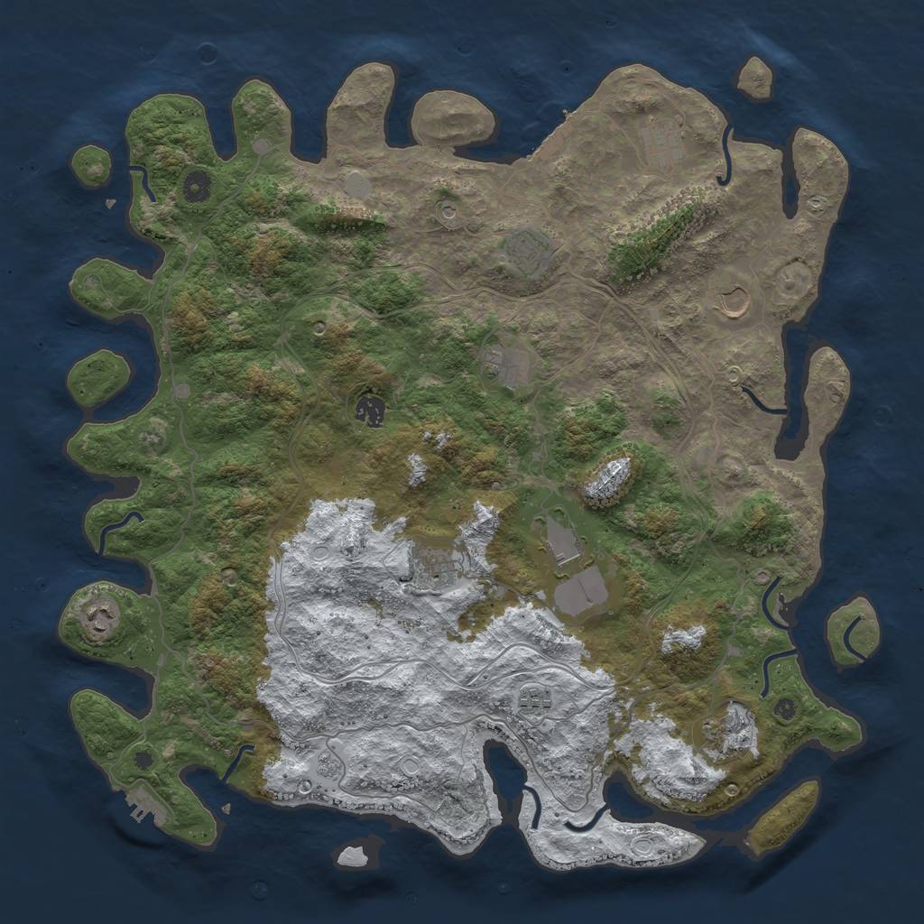 Rust Map: Procedural Map, Size: 4500, Seed: 979645, 19 Monuments