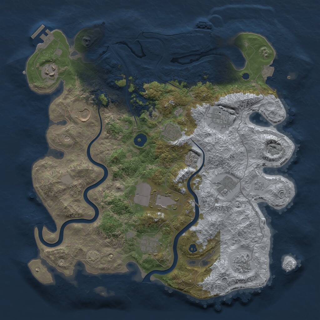 Rust Map: Procedural Map, Size: 3750, Seed: 1121726203, 15 Monuments