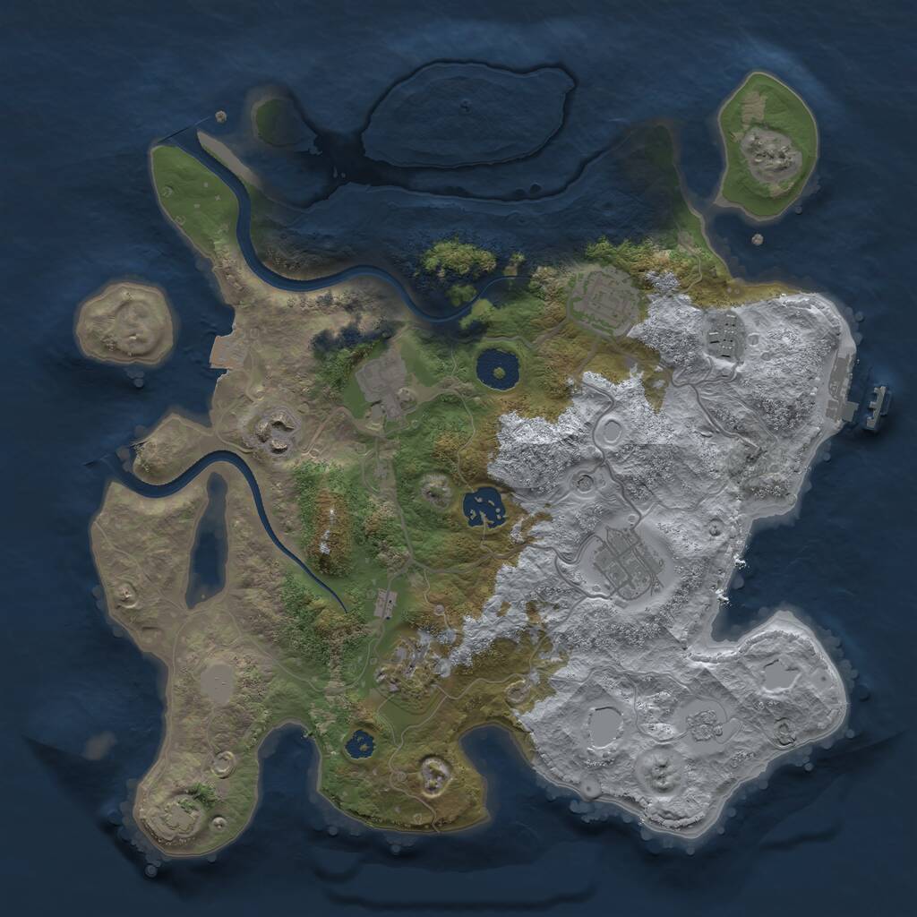 Rust Map: Procedural Map, Size: 3250, Seed: 3762344, 12 Monuments