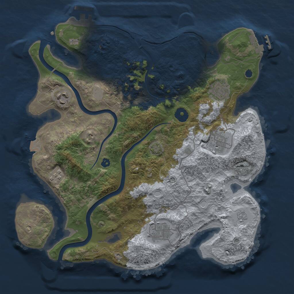 Rust Map: Procedural Map, Size: 3250, Seed: 762669, 11 Monuments