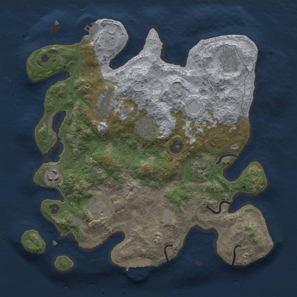 Rust Map: Procedural Map, Size: 3250, Seed: 1906846, 15 Monuments