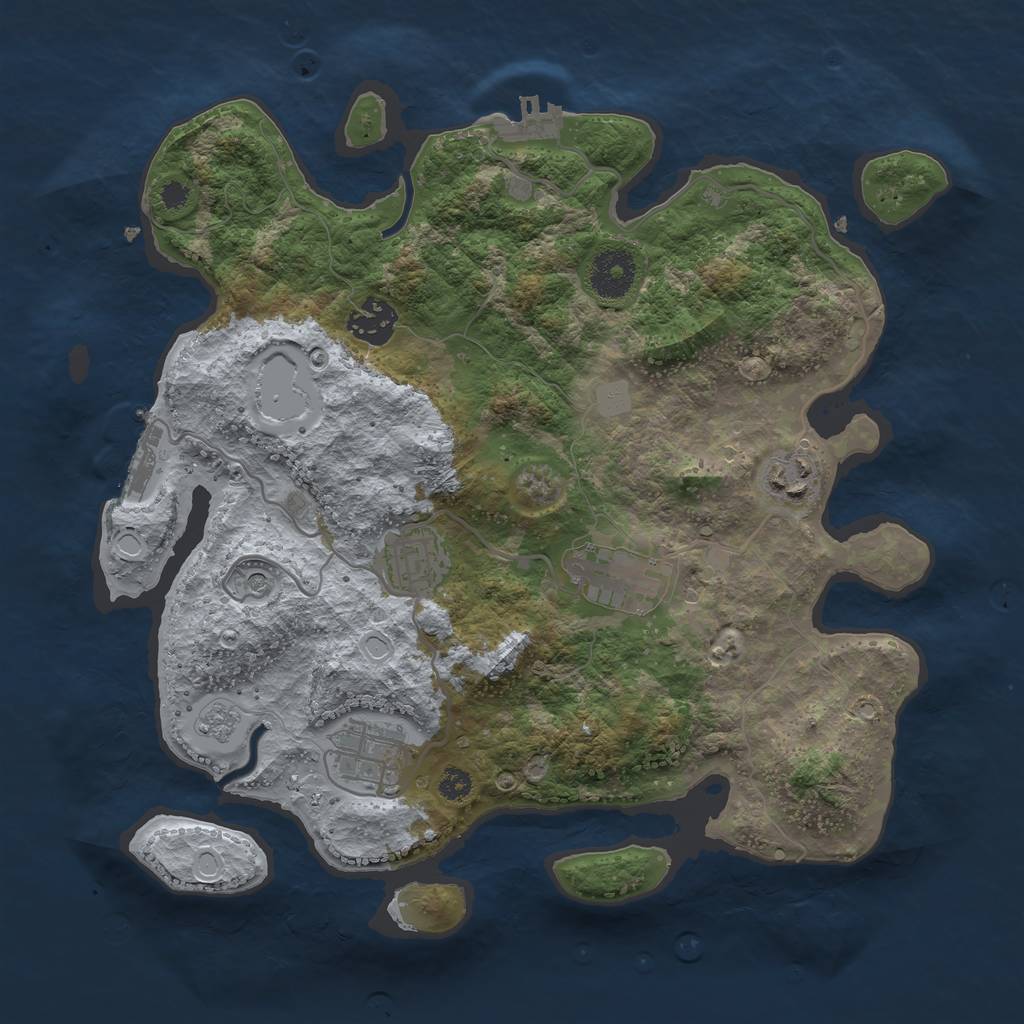 Rust Map: Procedural Map, Size: 3250, Seed: 2030800, 12 Monuments