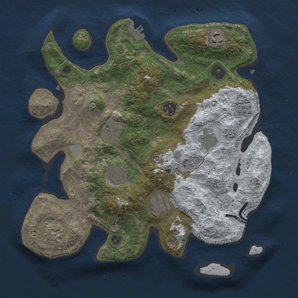 Rust Map: Procedural Map, Size: 3250, Seed: 2299674, 16 Monuments
