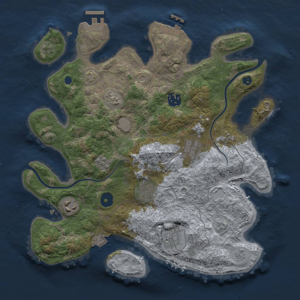 Rust Map: Procedural Map, Size: 3250, Seed: 2328810, 12 Monuments