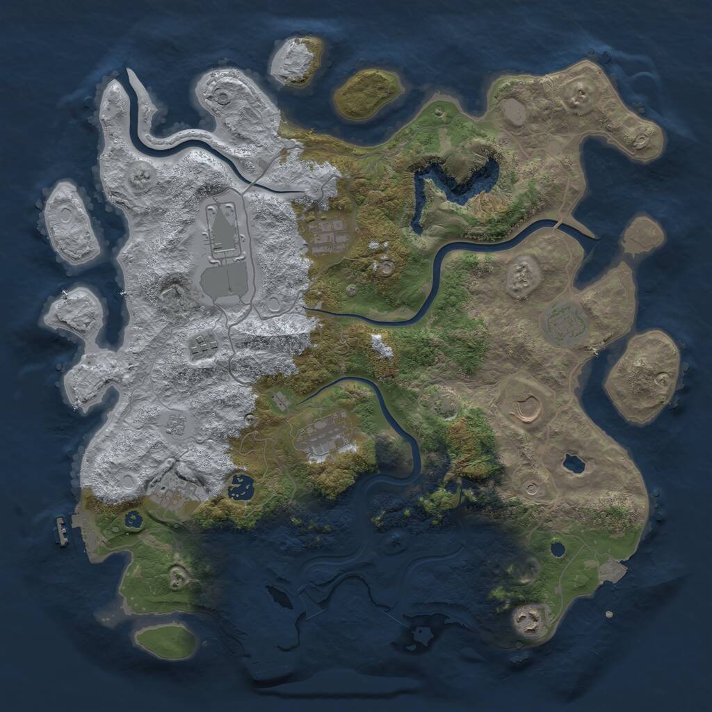 Rust Map: Procedural Map, Size: 4000, Seed: 2129859408, 15 Monuments