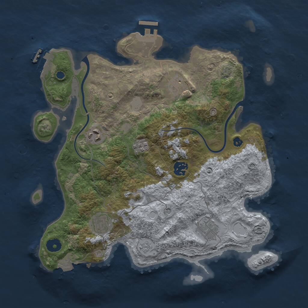 Rust Map: Procedural Map, Size: 3250, Seed: 1854750, 12 Monuments