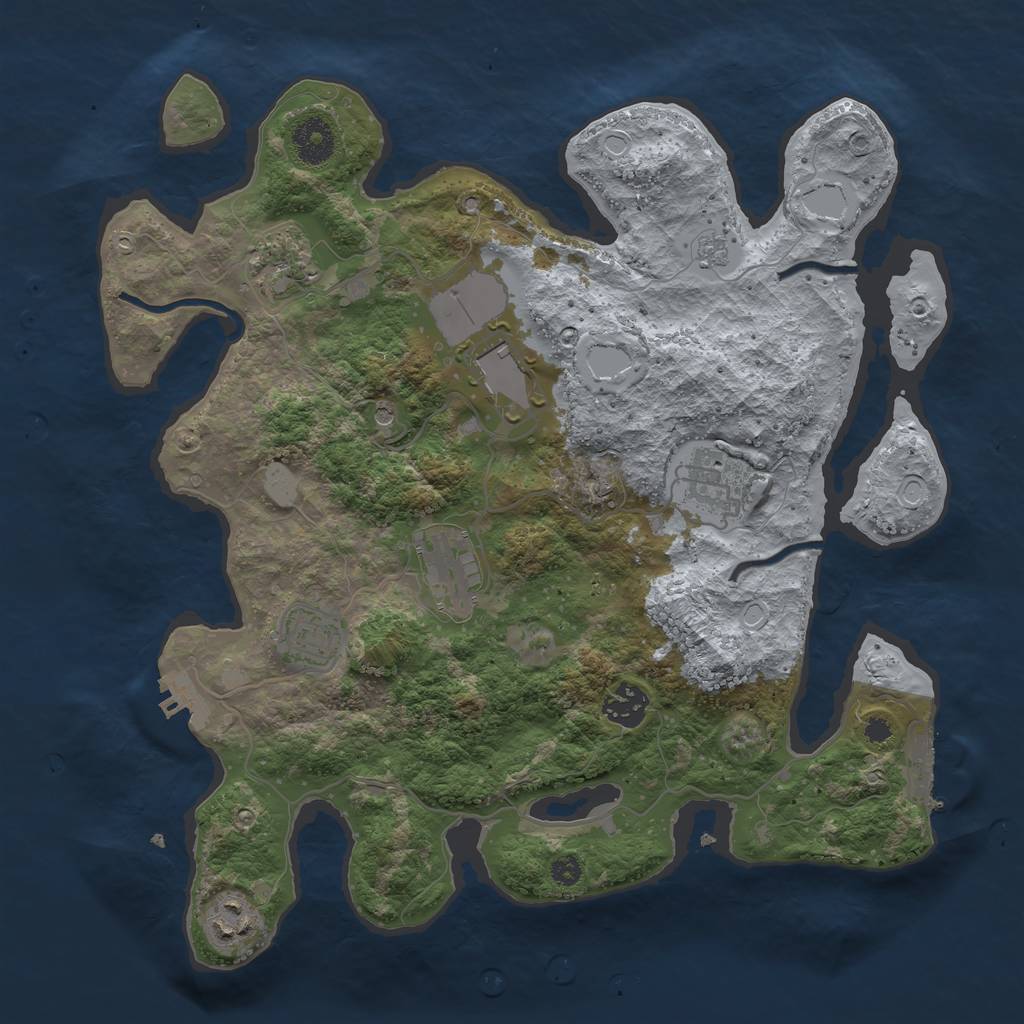 Rust Map: Procedural Map, Size: 3500, Seed: 1435742620, 16 Monuments