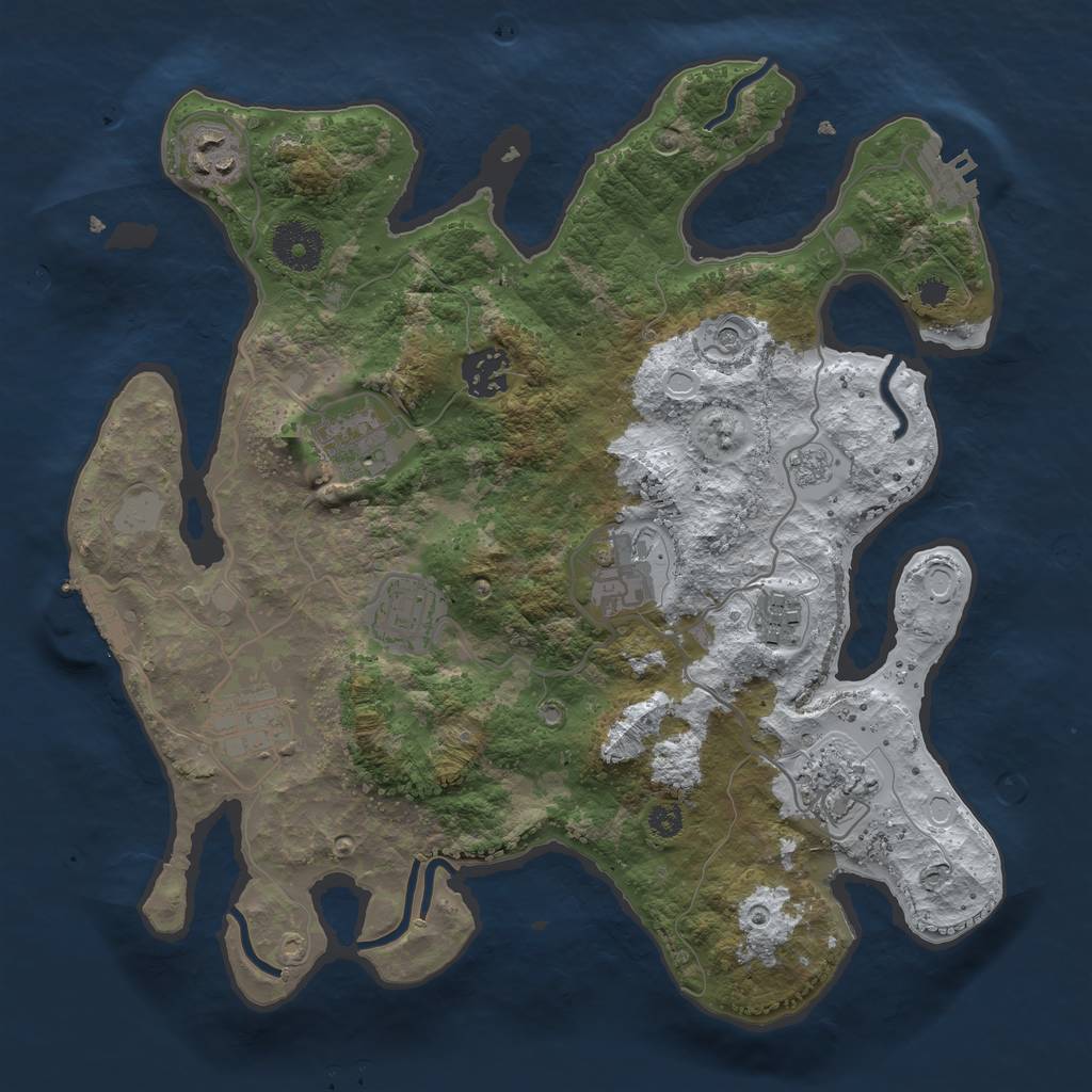 Rust Map: Procedural Map, Size: 3250, Seed: 1578860, 17 Monuments