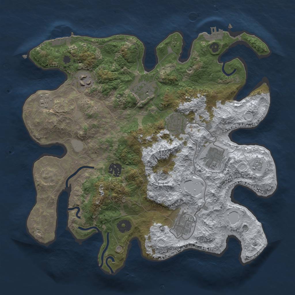 Rust Map: Procedural Map, Size: 3250, Seed: 2968255, 16 Monuments
