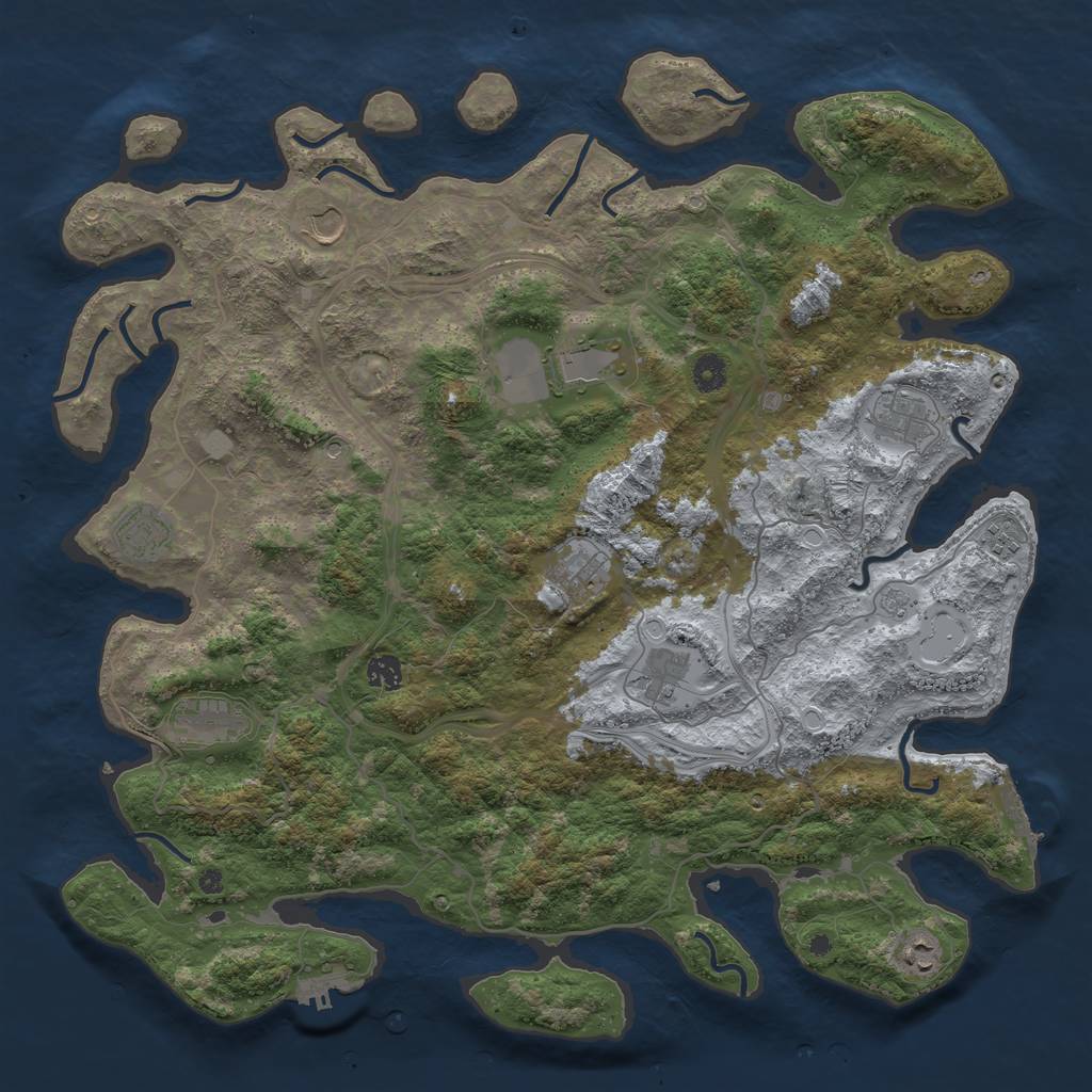 Rust Map: Procedural Map, Size: 4500, Seed: 444887711, 19 Monuments