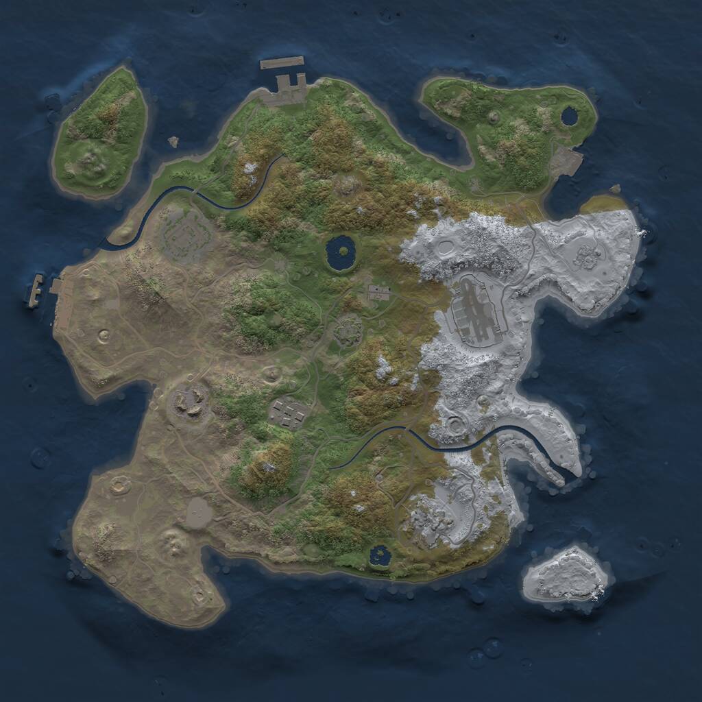 Rust Map: Procedural Map, Size: 3250, Seed: 1740969, 10 Monuments