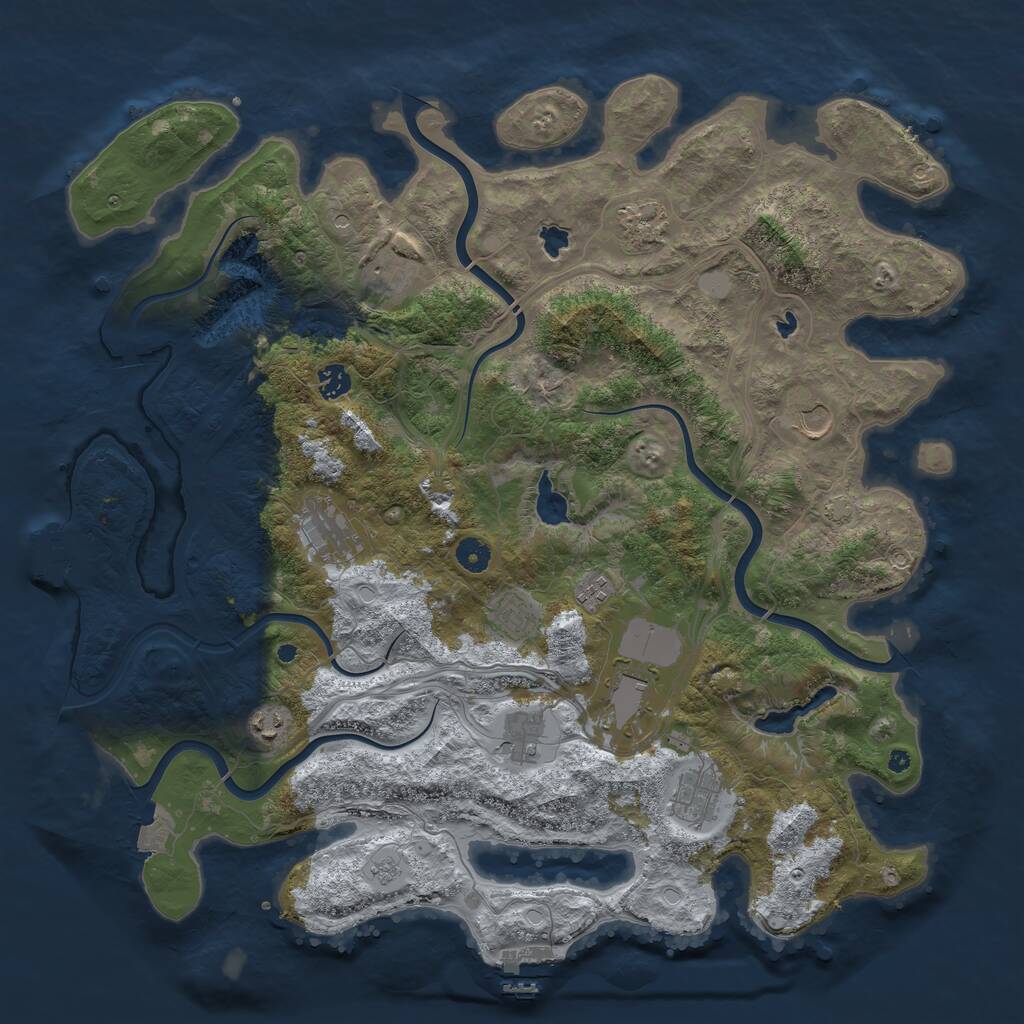 Rust Map: Procedural Map, Size: 4500, Seed: 702655124, 17 Monuments