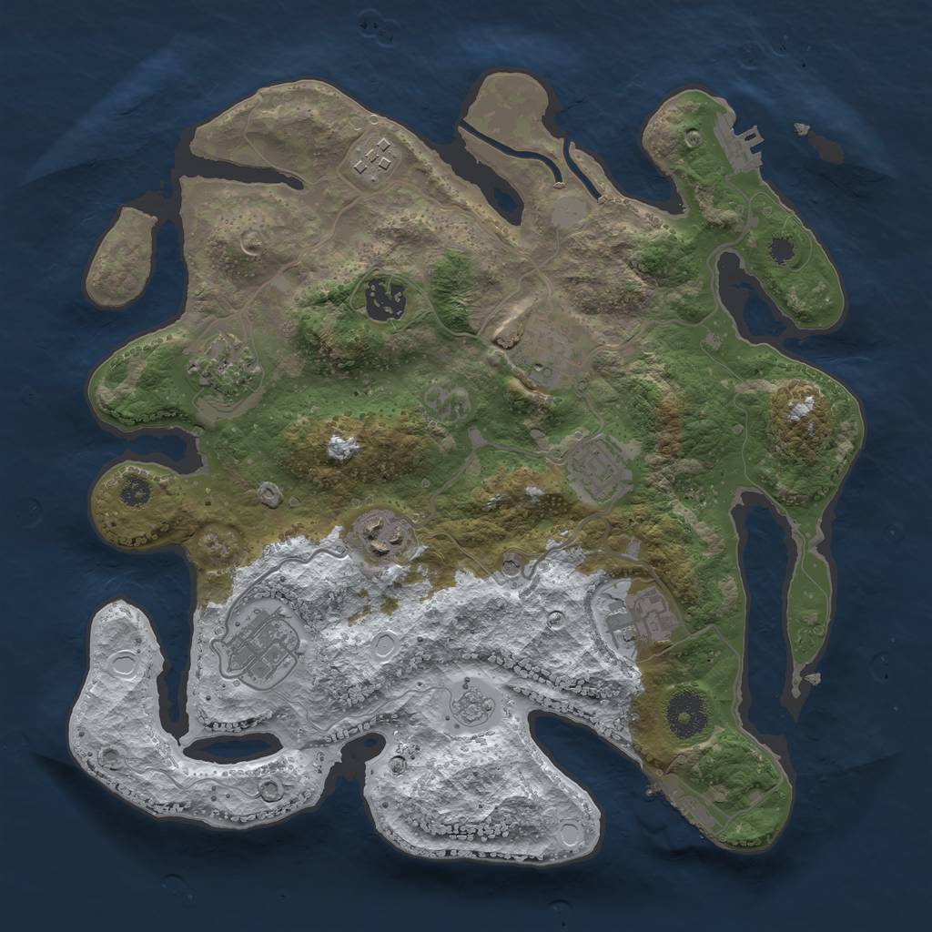 Rust Map: Procedural Map, Size: 3250, Seed: 6252416, 17 Monuments