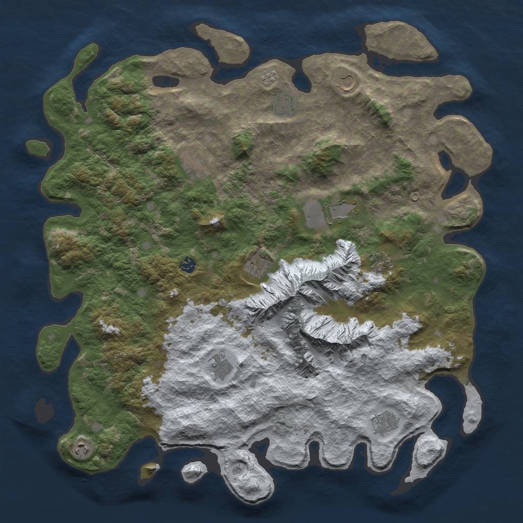 Rust Map: Barren, Size: 5000, Seed: 1078, 14 Monuments