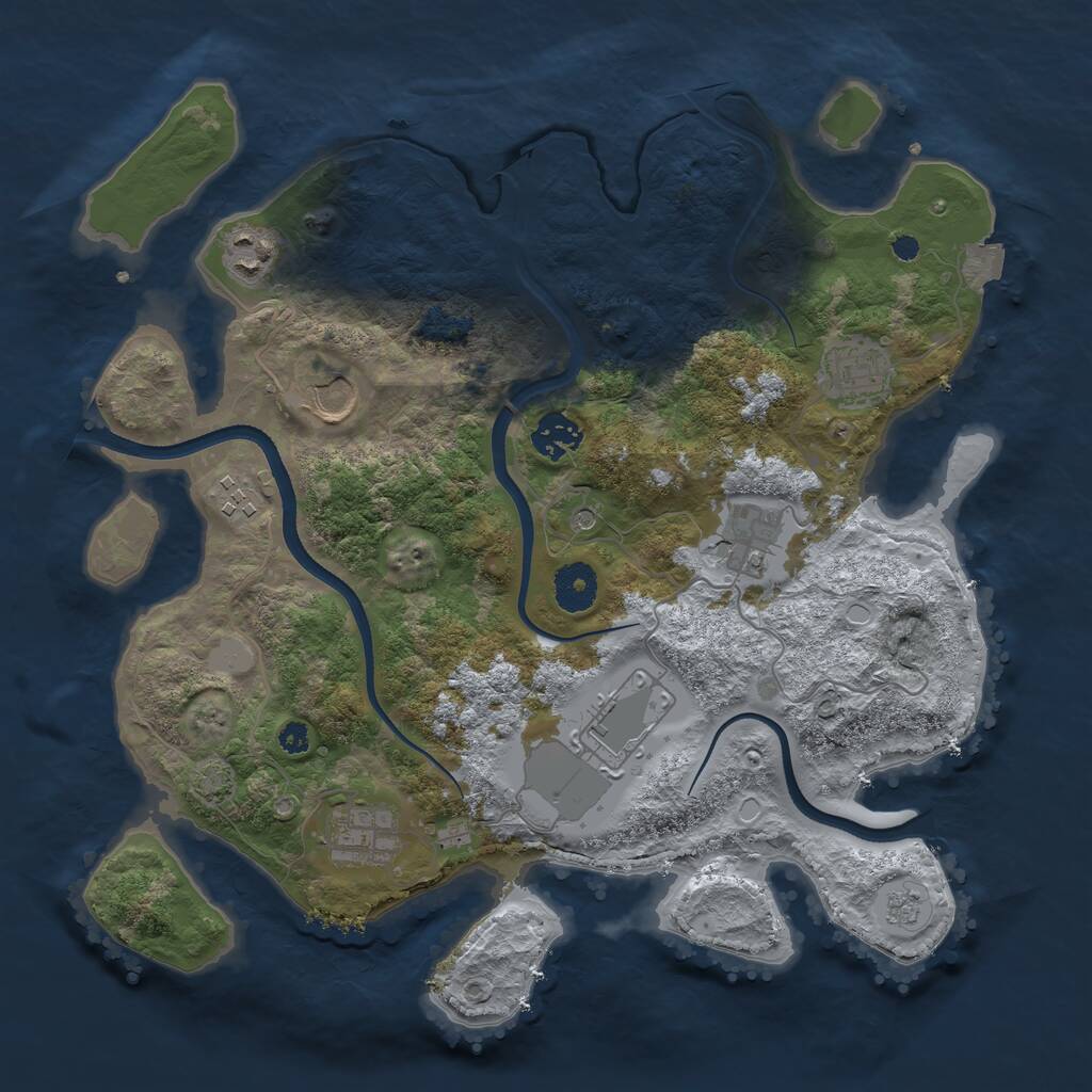 Rust Map: Procedural Map, Size: 3500, Seed: 279369511, 12 Monuments