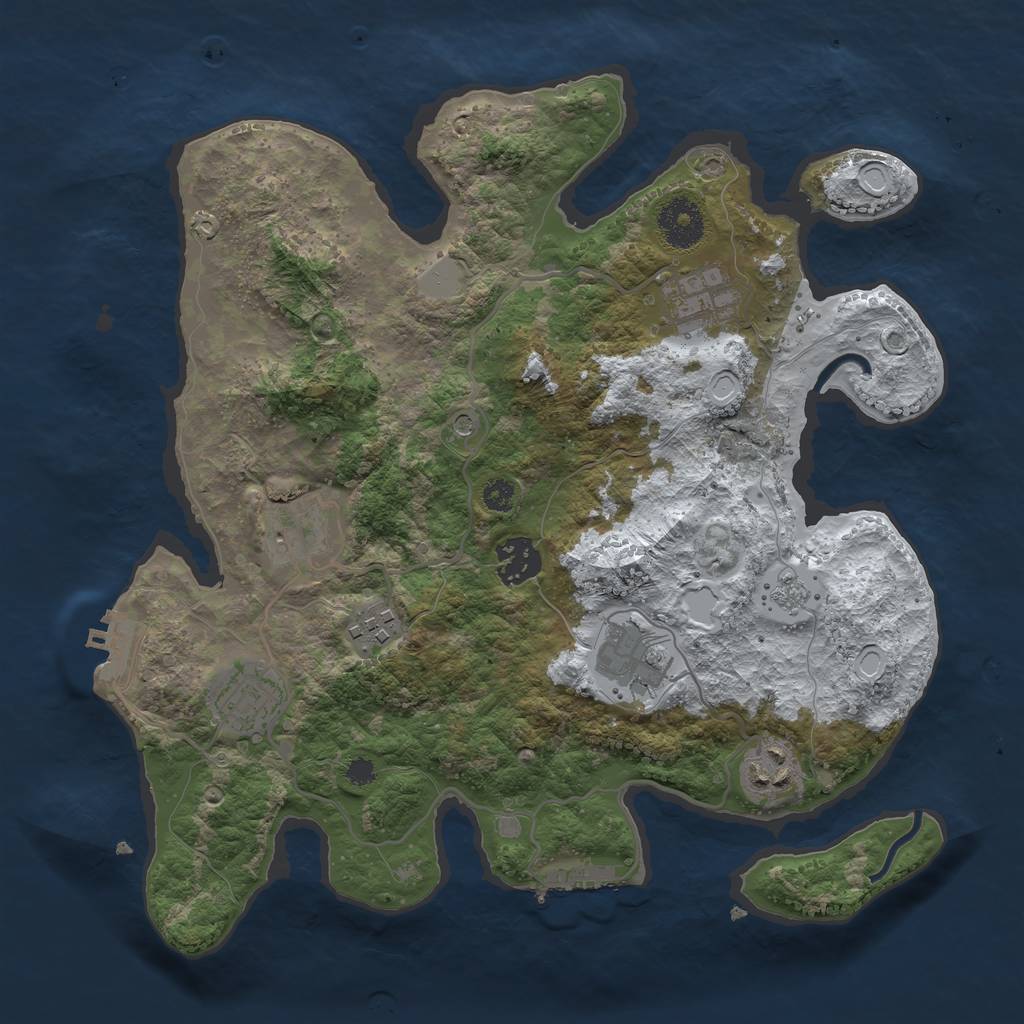 Rust Map: Procedural Map, Size: 3250, Seed: 888518, 16 Monuments