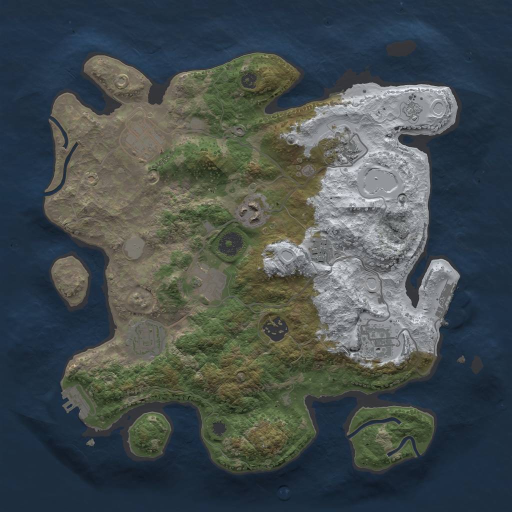 Rust Map: Procedural Map, Size: 3250, Seed: 887285, 16 Monuments