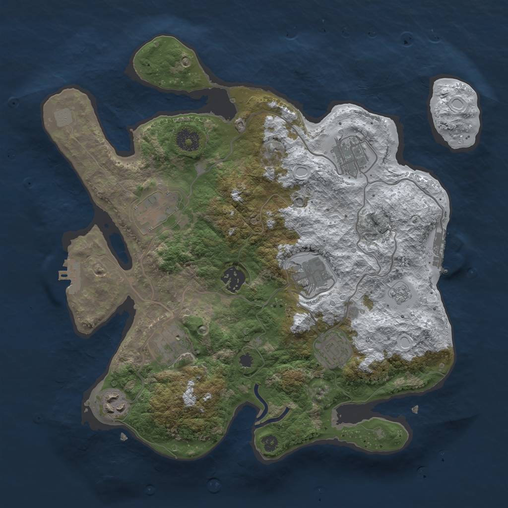 Rust Map: Procedural Map, Size: 3250, Seed: 2529780, 15 Monuments