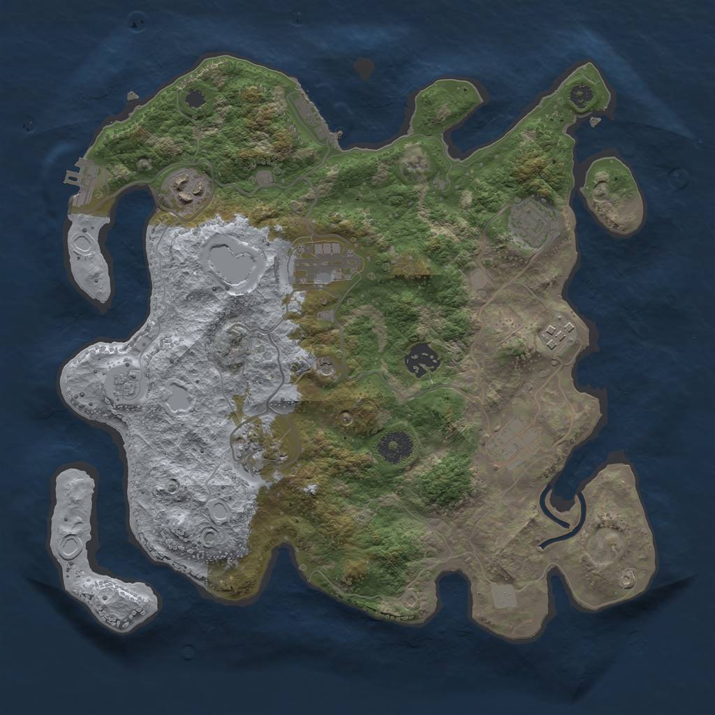 Rust Map: Procedural Map, Size: 3250, Seed: 1704376, 16 Monuments