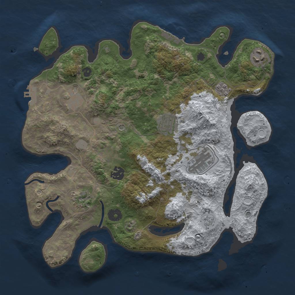 Rust Map: Procedural Map, Size: 3250, Seed: 6416364, 16 Monuments