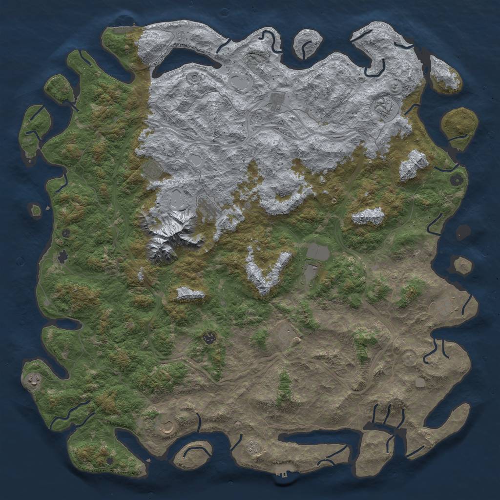 Rust Map: Procedural Map, Size: 6000, Seed: 99175, 18 Monuments