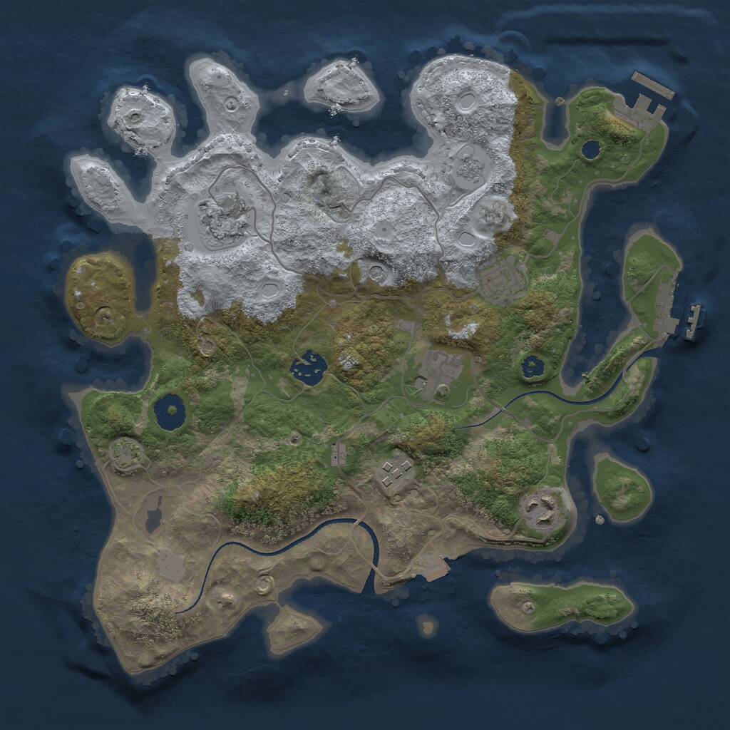 Rust Map: Procedural Map, Size: 3250, Seed: 478361, 12 Monuments
