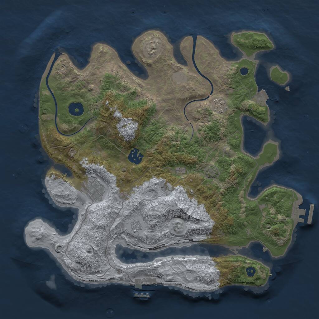 Rust Map: Procedural Map, Size: 3250, Seed: 375218, 9 Monuments