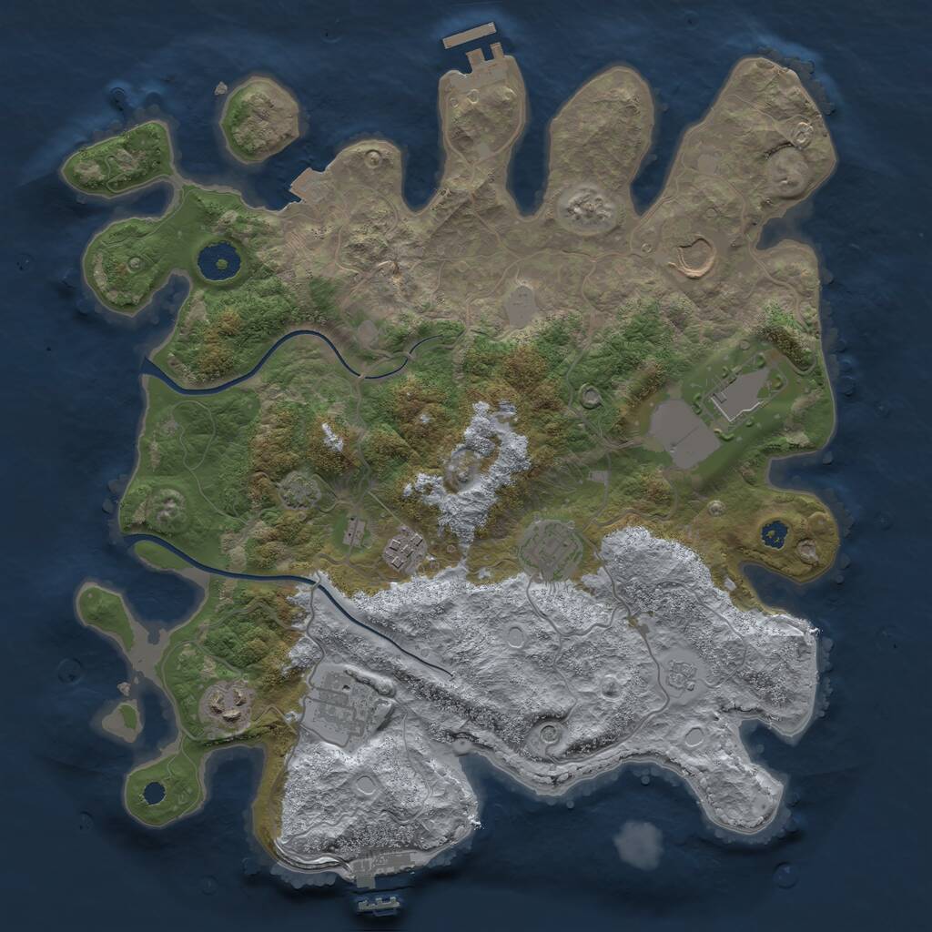 Rust Map: Procedural Map, Size: 3500, Seed: 316497825, 12 Monuments