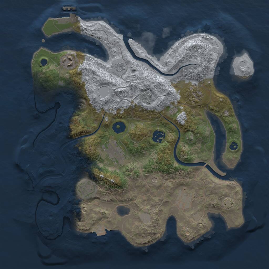Rust Map: Procedural Map, Size: 3250, Seed: 1886121, 13 Monuments