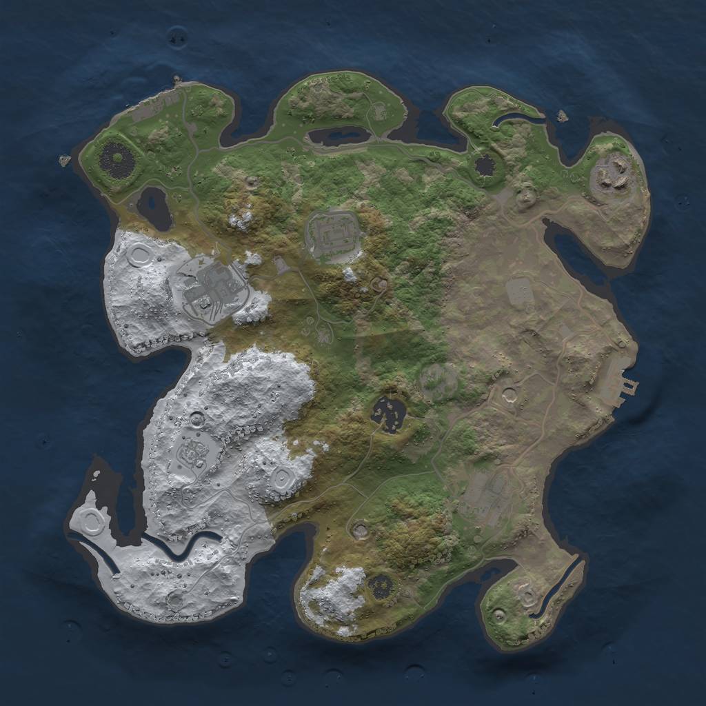 Rust Map: Procedural Map, Size: 3000, Seed: 35697, 14 Monuments