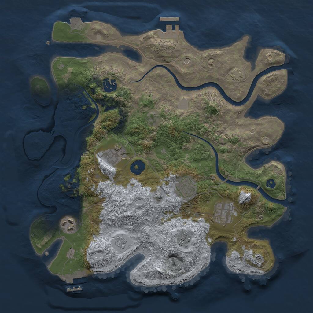 Rust Map: Procedural Map, Size: 3250, Seed: 305298, 12 Monuments