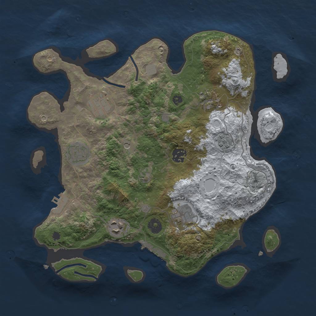 Rust Map: Procedural Map, Size: 3250, Seed: 3412866, 15 Monuments