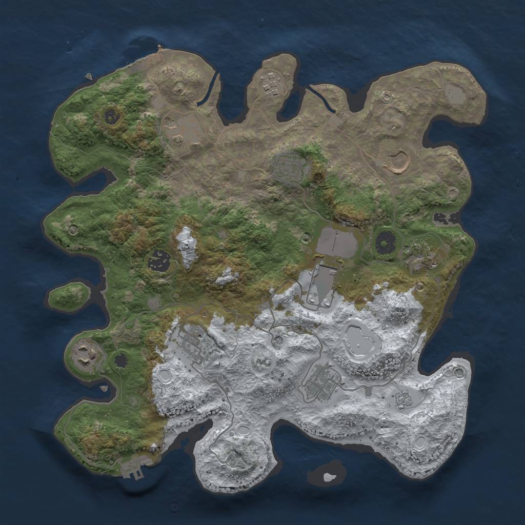 Rust Map: Procedural Map, Size: 3500, Seed: 5446668, 19 Monuments