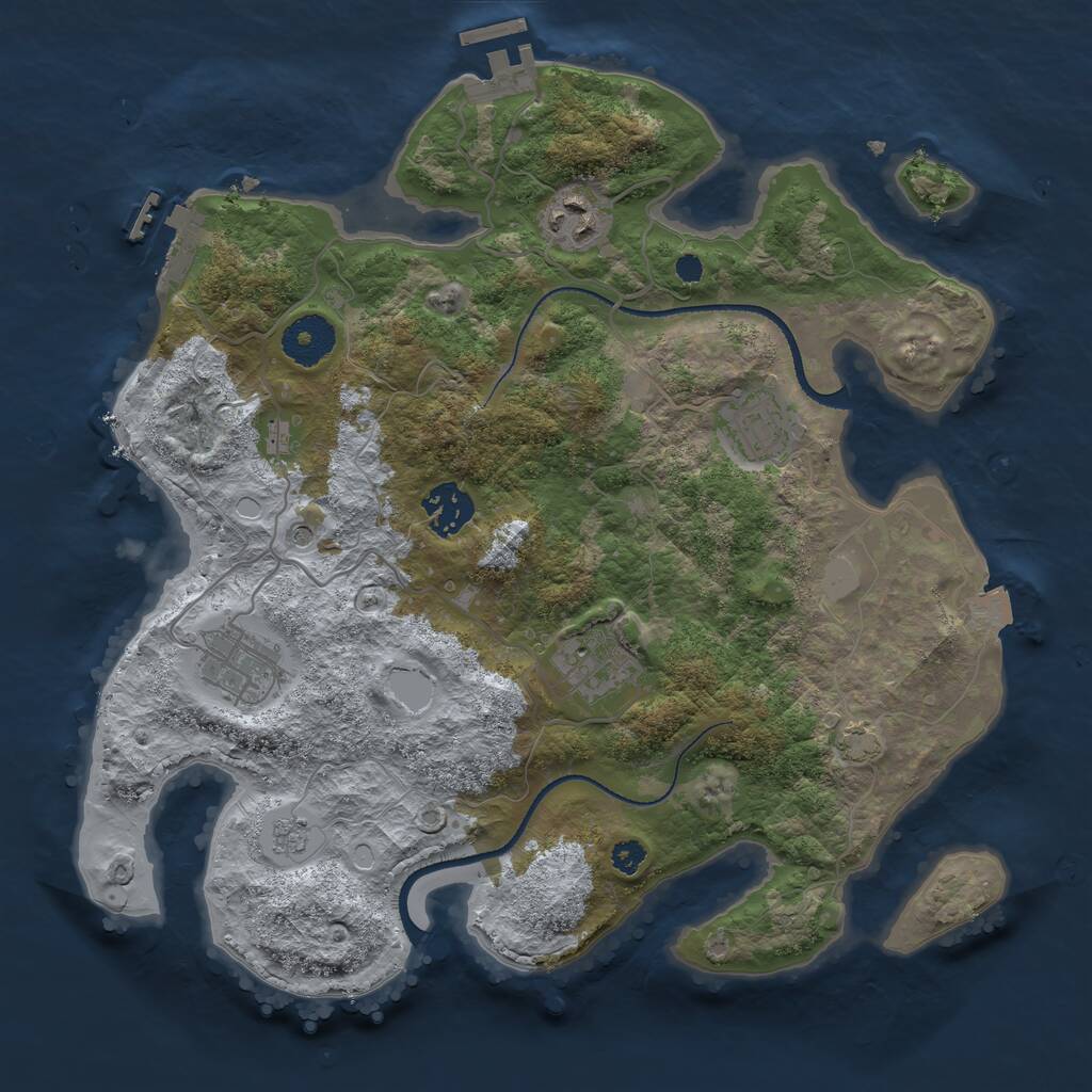 Rust Map: Procedural Map, Size: 3250, Seed: 205609, 11 Monuments