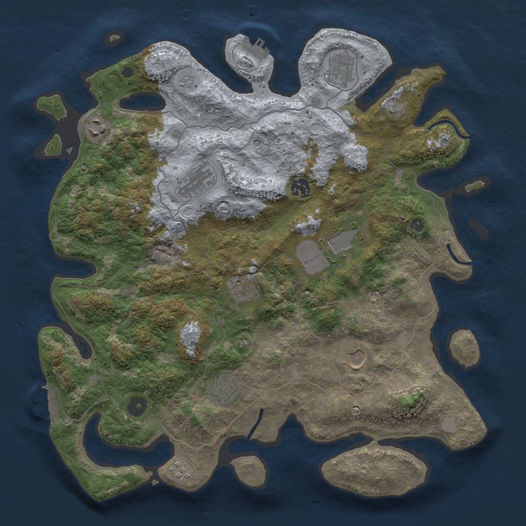 Rust Map: Procedural Map, Size: 4000, Seed: 1923983134, 18 Monuments