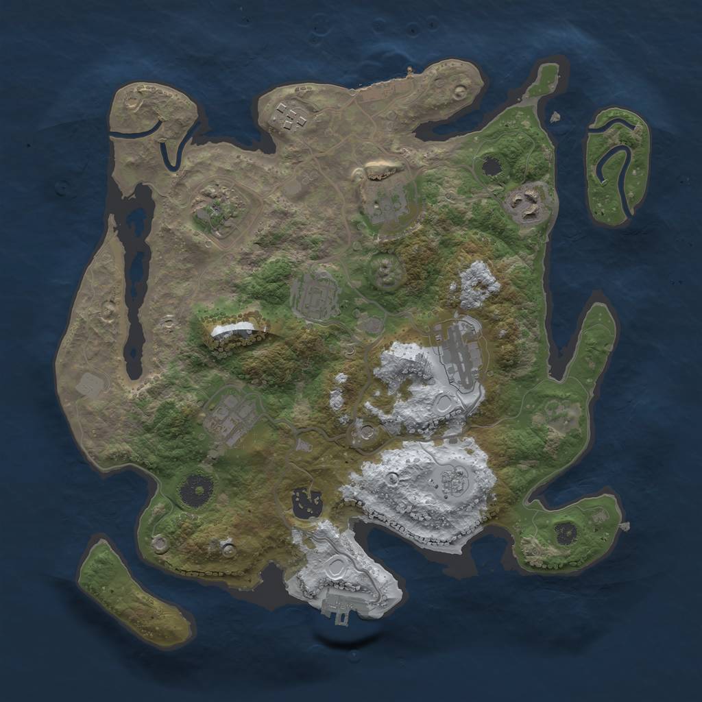 Rust Map: Procedural Map, Size: 3250, Seed: 1943305, 17 Monuments