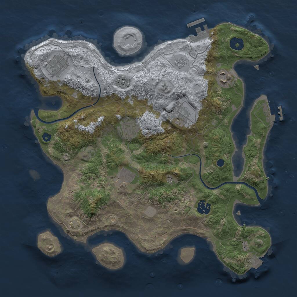 Rust Map: Procedural Map, Size: 3250, Seed: 3866139, 13 Monuments