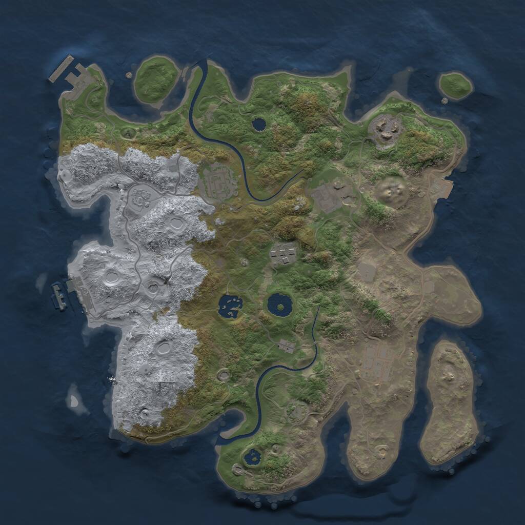 Rust Map: Procedural Map, Size: 3250, Seed: 5823451, 12 Monuments