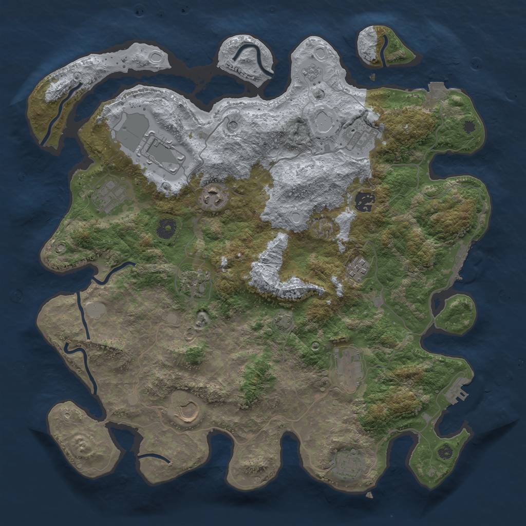 Rust Map: Procedural Map, Size: 3850, Seed: 784968869, 18 Monuments