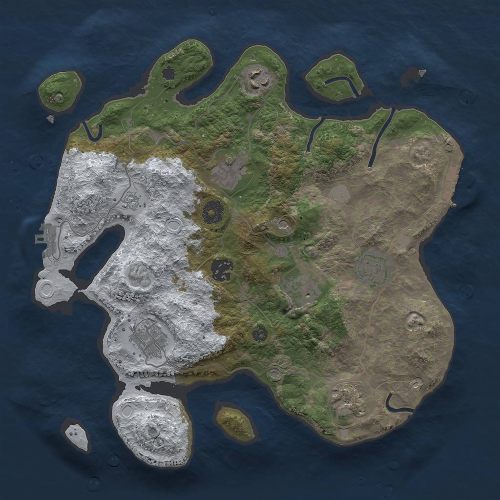 Rust Map: Procedural Map, Size: 3250, Seed: 128561, 16 Monuments