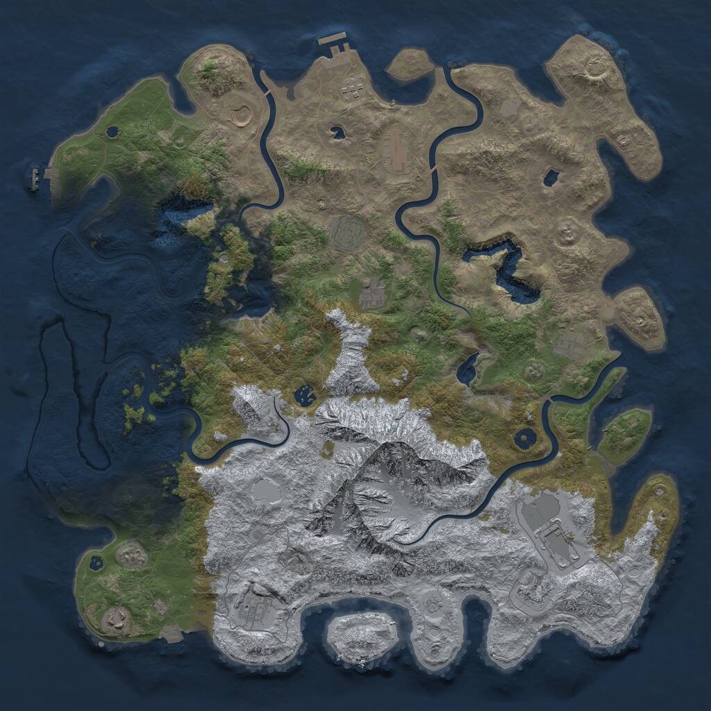 Rust Map: Procedural Map, Size: 5000, Seed: 80, 17 Monuments