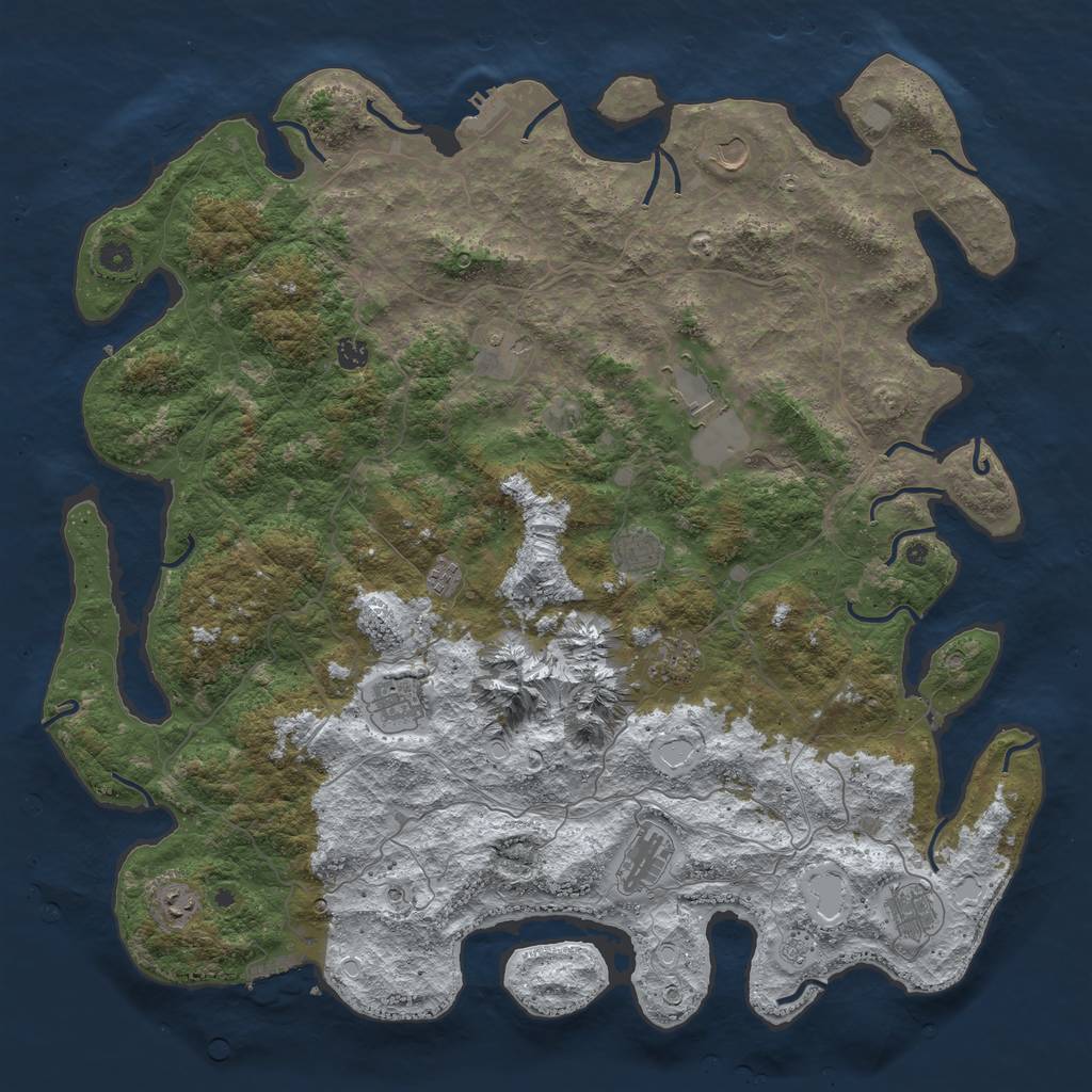 Rust Map: Procedural Map, Size: 5000, Seed: 80, 20 Monuments