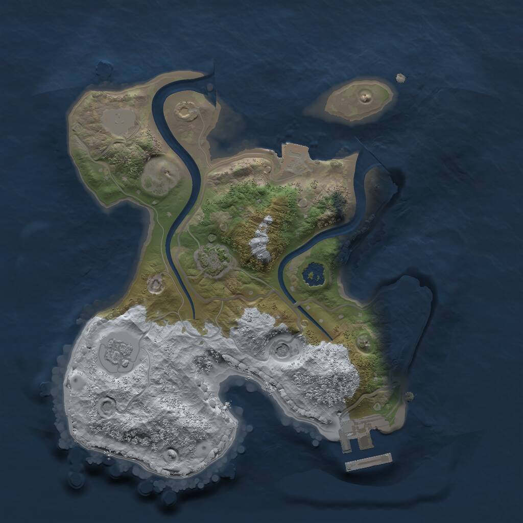 Rust Map: Procedural Map, Size: 2250, Seed: 2147483647, 5 Monuments